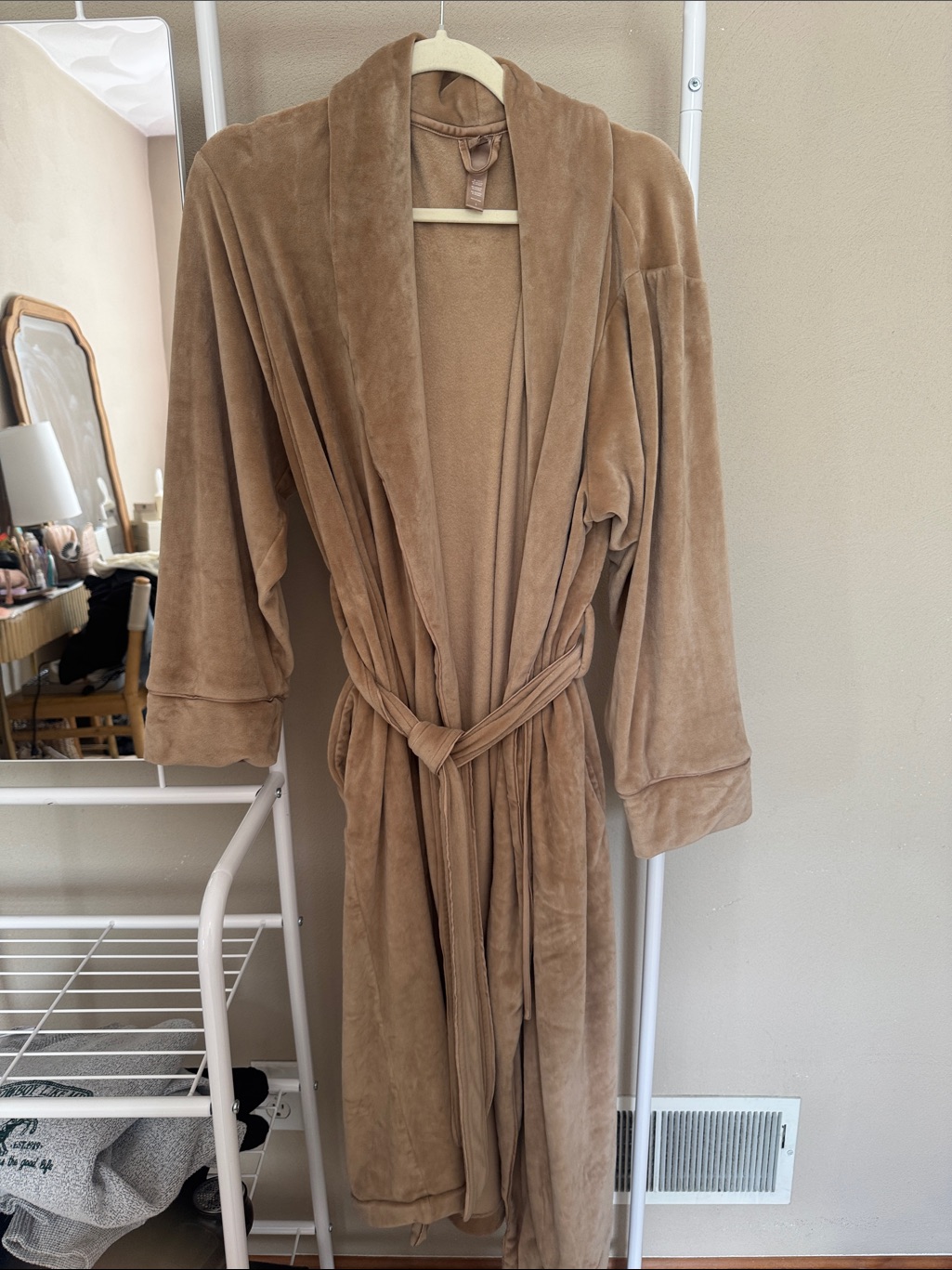Skims Velour Plush Tie-Waist Bath Robe L